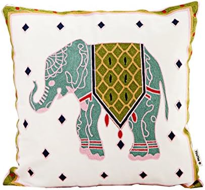 Вогол рачно изработено Национално везење Боемски домаќин, за домашно декорација на домашни перници за перница, сина дизајн на слонови,
