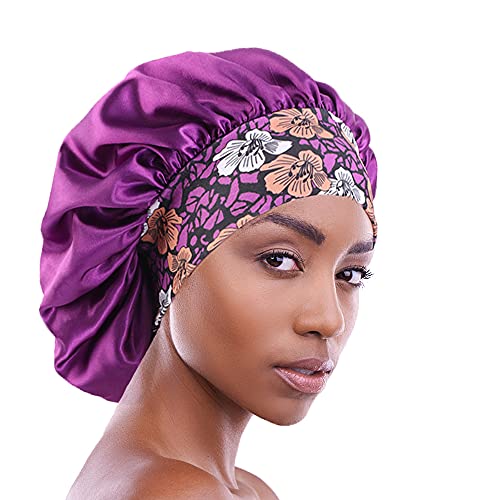 2 парчиња сатенска хауба за коса за црни жени еластично широко опсег капаче за спиење единечен слој свилен сатен капа за плетенка
