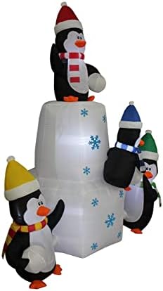 Два божиќни украси за украси, вклучуваат 6 нозе високи надуени растителни растителни бонбони орнаменти од трска и 8 нозе високи надуени пингвини,