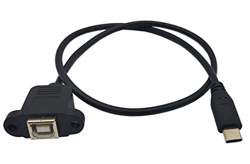 Traovien USB тип Ц машки до USB тип Б женски панел кабел за печатење, со дупки за завртки за MacBook Pro, HP, Canon, Samsung Printers