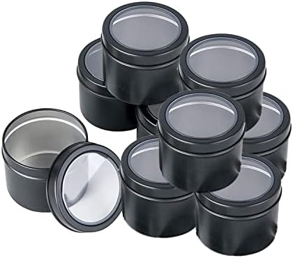 Qixivcom 15 пакет 3oz црна алуминиум калај може тркалезна метална челична тегла за контејнер капаче 90мл DIY свеќа тегла чај чај гуакамол