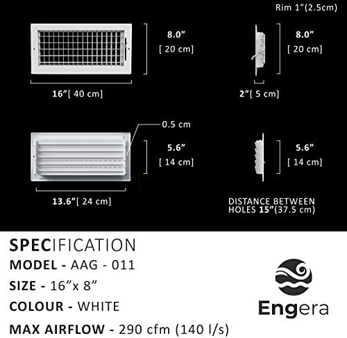 Engera прилагодлива двојна девијација HVAC Air Register-Supply Air Diffuser Air Air Find Register Heating/AC Vent Cover Regive Register