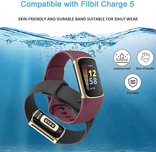 3 пакувања опсези компатибилни со Fitbit Charge 5 опсези, замена на рачката за Fitbit Charge 5 бендови жени, водоотпорен спортски часовник за