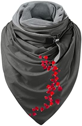 Мода жени печатење копче шал шамија мека завиткана обвивка за топло топло ветерно мека шамија шалци за постелнина