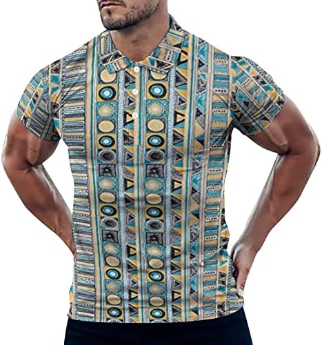 2023 Нови машки пролет и лето мода ретро 3Д дигитално печатење копче лапел кошула со кратки ракави кошула долга