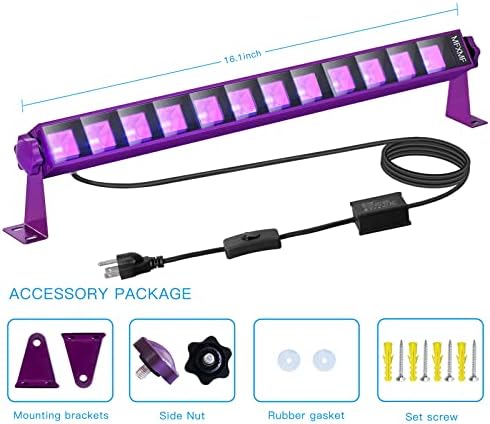 MFXMF 33W LED Црна Светлина бар, LED Црно Светло со Приклучок&засилувач; Прекинувач&засилувач;5ft Кабел За Напојување, Level Ниво 385-400nm