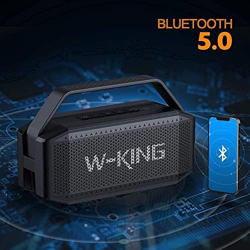 W-KING Преносни Bluetooth Звучници, 60w Гласен Безжичен Надворешен Звучник Со Сабвуфер, IPX6 Водоотпорен, 40h Playtime, Богат Бас Моќен