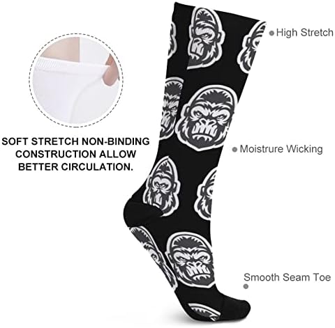 Горила маскота амблем високи чорапи смешно топло над цевките со телето чорапи со кои се совпаѓаат чорапи за мажи жени