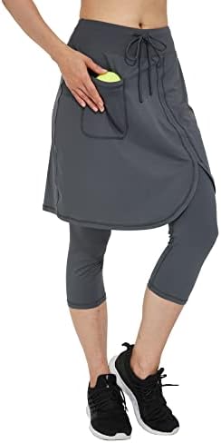 Cityoung capri со здолниште прицврстено за жени атлетско здолниште со хеланки за хеланки на хеланки скромни хеланки за здолништа