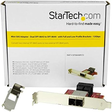 StarTech.com Мини-Сас Адаптер-Двоен СФФ-8643 ДО СФФ-8644 - Со Целосни И Ниски Профили - 12гбп