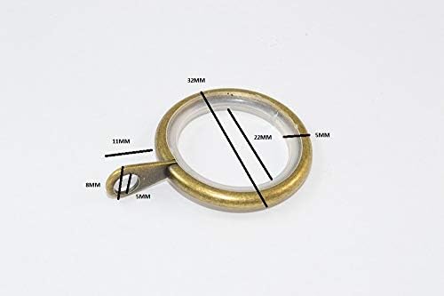 6 x прстени за тивка пол -шипка фиксирана античка месинг за очите, финиш ID 25мм ОД 32мм