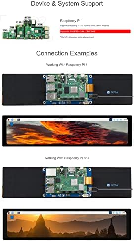 XygStudy 11.9inch IPS капацитивен допир DSI интерфејс панел 320 × 1480 резолуција LCD дисплеј компатибилен со Raspberry PI 4B/3B+/3A+CM3/3+/4