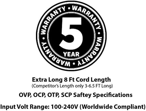 8 стапки Omnihil AC/DC Адаптер за напојување 5V 3A 5.5x2.5millimeters/5.5x2.1millimeters регулирани/UL наведени/FCC овластени