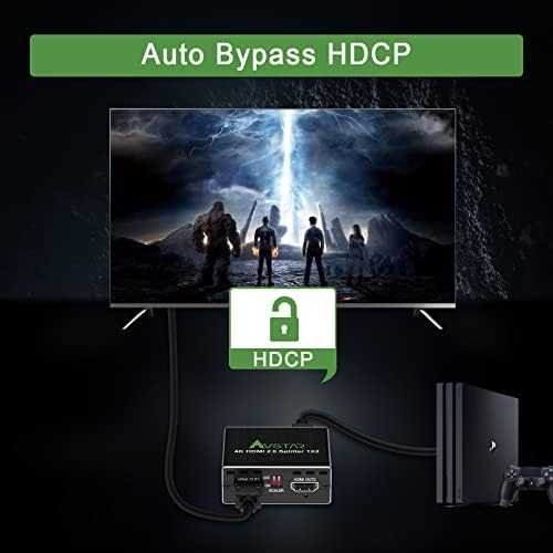 4K@60Hz HDMI Splitter 1x2 4: 4: 4,18 Gbps, поддржува звучна лента, HDCP 2.2, HDCP 2.3 бајпас, EDID, дупликат/огледало/копија, скута, HDR,