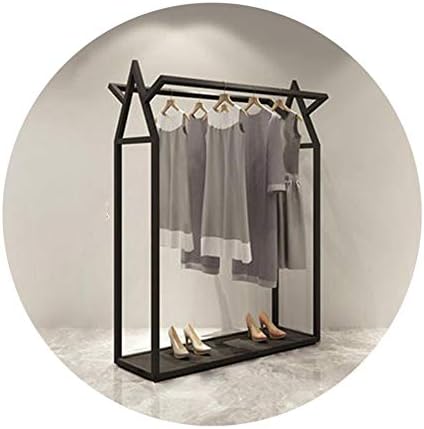 Hanger XYYXDD, едноставна железна уметност за подот за женска облека за облека со двојна висечка железничка облека/120x155cm