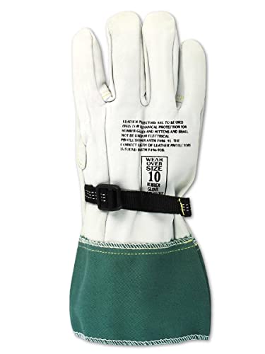 Магиден кожен линичар Електричен заштитник Работни ракавици, 1 пар, големина 8, 126048, за употреба со гумени изолирани нараквици