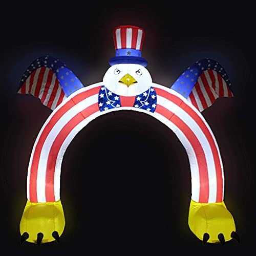 Два патриотски и роденденски украси за украси, вклучуваат 9 нозе високи надуени надуени летачки ќелави орел американско знаме на знамето и