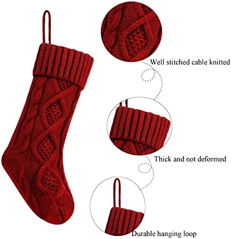 Плетени божиќни чорапи, плетени чорапи Божиќ, плетени божиќни чорапи 4 пакувања сет што се користи за Божиќна декорација