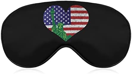 Знаме на САД и статуа за спиење за слепите маски за слепите сенка на окото Смешно ноќно покритие со прилагодлива лента за жени мажи