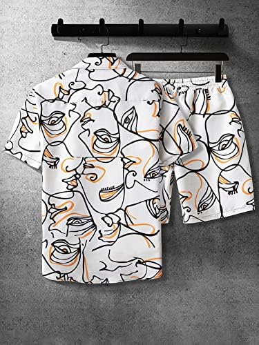 Fdsufdy Две парчиња облека за мажи мажи фигурираат графичка кошула и шорцеви без мета