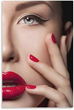 Салон за убавина салон за нокти црвени усни жена постер трепки за шминка постер планина печатена слика wallидна уметност постер за домашно