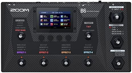 Зум Б6 процесор за мулти-ефекти на бас со 4 DI кутии, A/B Switcher, интерфејс на екранот на допир, 100+ вградени во ефекти, моделирање на засилувачи, IR's, Looper и аудио интерфејс за