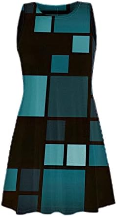Дами 3Д графички миди фустани бохо цветни печати резервоар фустан лето лабава проток во боја