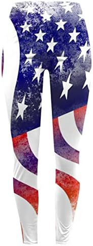 Патриотски хеланки на американско знаме на Руируилико, 4 -ти јули 4 -ти Ден на независност Спортски јога хеланки 4 пат истегни теретани хеланки