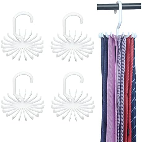 Sisnails 4pack Мултифункционална решетка за вратоврска, закачалка од 20 облеки, 4,4 инчи со голема големина на ротирачки ремен за закачалка за