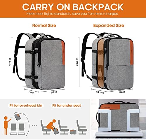 Powaiter Голем ранец за патувања за жени мажи, носете лет од ранци, одобрено од 17-инчен лаптоп багаж за куфери со 4 коцки за пакување