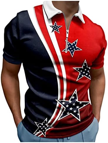 Руируилико Американско знаме Поло кошули за мажи 4 -ти јули патриотски маички летни обични кратки ракави голф спортски поло