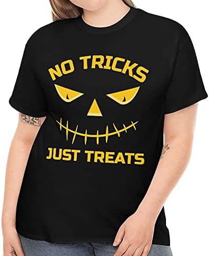 Без трикови само третираат кошула за Ноќта на вештерките жени плус големина женски смешни плус големина носии за Ноќта на вештерките