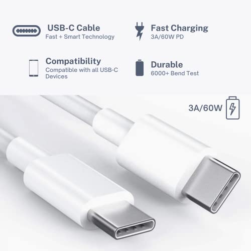 [3FT] USB C Fast 3A/60W кабел за полнење компатибилен со iPad Mini 6, iPad Pro 2020-2022, iPad Air 4, MacBook Pro, Samsung Galaxy S20/S21/S22,