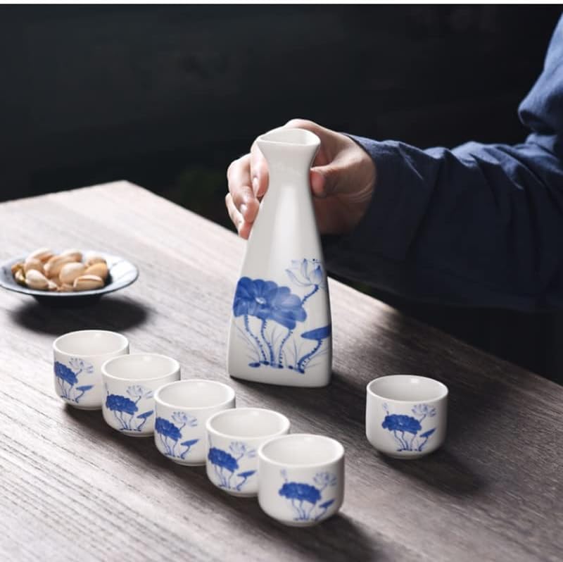 ZSEDP 7PCS керамика Јапонски сад чаши постави дома кујна флагон чаша за пијалоци за пиење бело вино подароци