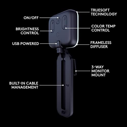 Logitech Brio 300 Целосна HD Веб Камера Со Блендата За Приватност, Микрофон За Намалување На Бучавата-Rose + Litra Glow Премиум