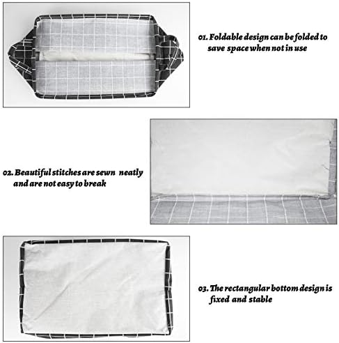 3 парчиња Голема Правоаголна Корпа За Складирање Платно, Канти За Организатор На Играчки што Се Преклопуваат Со Рачки, Водоотпорна Кутија За