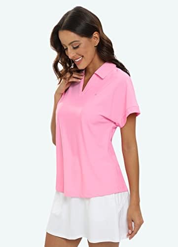 Women'sинши женски голф Поло кошули против вратот со кратки ракави спортски врвот UPF50+ лабави тениски кошули брзо суво