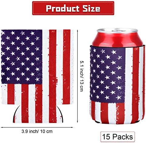 Елко 15 Пакет Пиво Може Ладилници Ракави Знаме На САД Може Ракави Неопренови Пиво Шишиња Изолатор Сода Покрива За Топли И Ладни Пијалоци Партиски