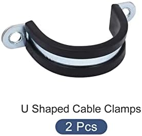 Гумени кабелски кабел за металиксиност 2 парчиња, 304 не'рѓосувачки челик u во облик на цевки за прицврстување - за жица за кабел за црево за цевки, црна