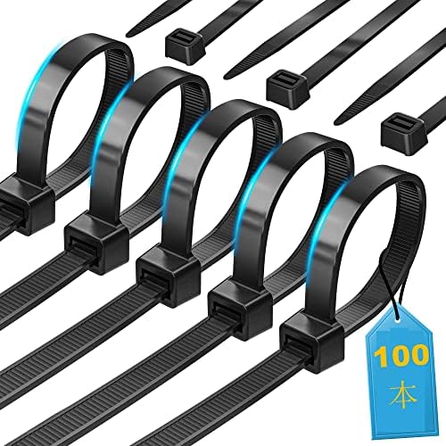 Најлонски кабелски врски 100 парчиња должина 80мм/100мм/150мм/200мм/250мм/300мм/370мм/400мм/500мм/600мм/650мм/760мм Трајни жица црн кабел фиксна вратоврска