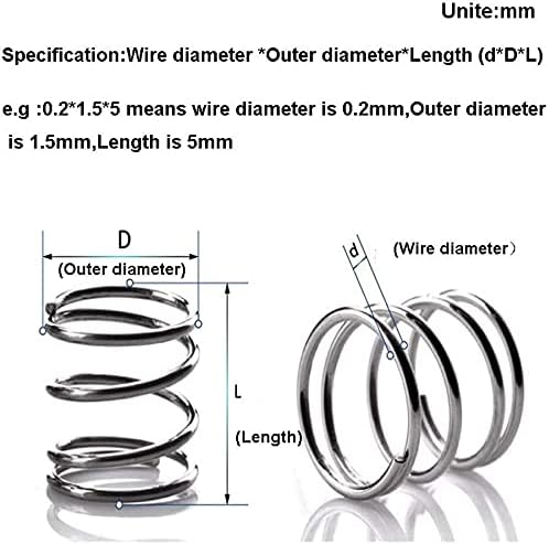 Nianxinn компресија извори y тип пролет 304 притисок од не'рѓосувачки челик пролетна жица Диа 1. 5мм Надворешна диа 12мм должина