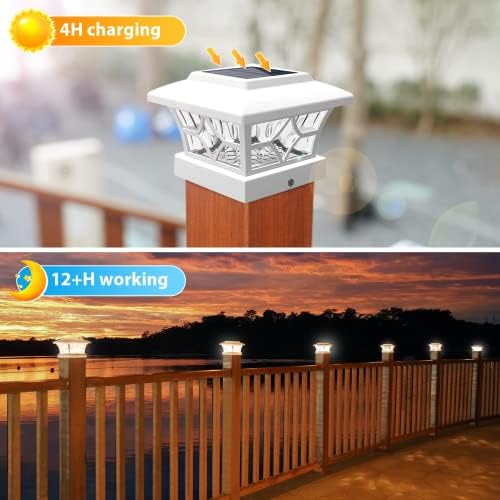 Volisun Solar Dock Lights Driveway Deckway Lights, 12-пакет+ соларна палуба Пост капачиња од капачиња 4-пакети водоотпорни