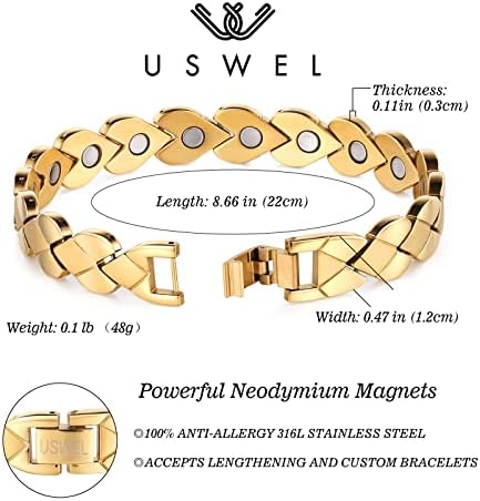 Ултра ултра јачина магнетна нараквица - лимфни магнетни нараквици за жени - прилагодлива должина со алатка за големина, подарок за накит