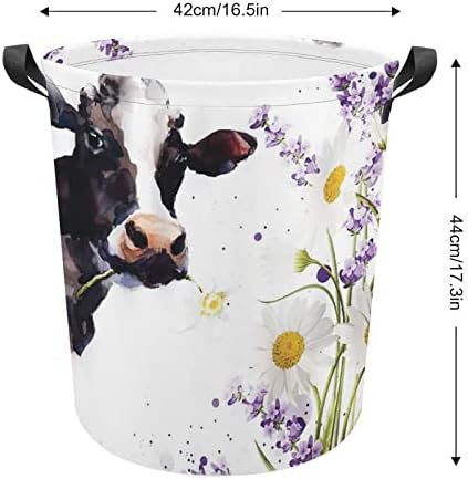 ФОДУОДУО КОША ЗА РАБОТНА КАСТАР Акварел млеко крава со бела маргаритка виолетова лаванда алишта зачудувачки со рачки што се преклопуваат со
