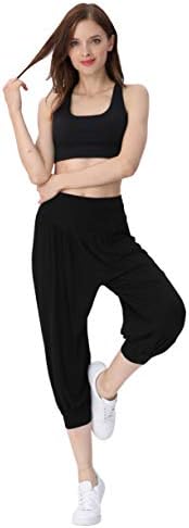Hoerev Women Super Super Soft Modal Spandex Harem Yoga Pilates Capri Pants Lounge Pant