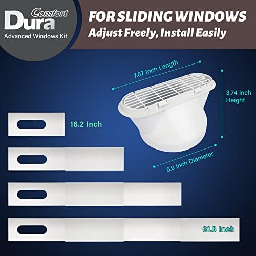 Duracfation Protable AC комплет за прозорец, заптивка за прозорец за единица за наизменична струја со спојка со дијаметар од 5,9