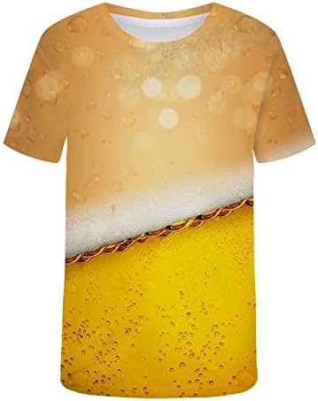 Дизајнерски кошули за мажи 3Д дигитално пиво печатење на тркалезниот врат Краток ракав пулвер блуза со сите натпревари Стилски кул врвови