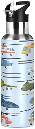 Авион за воздушен транспорт со хеликоптер со хеликоптер со капаче од слама, без BPA, шишиња со вода од 32 мл изолирани не'рѓосувачки