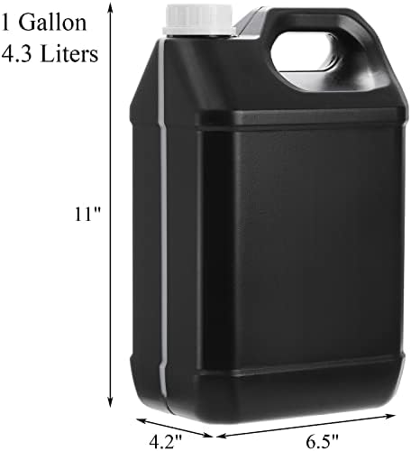 Hacaroa 3 пакет пластични моторни масло со капаци отпорен на дете, 1 галон F-стил на складирање со ергономска рачка, црн празен