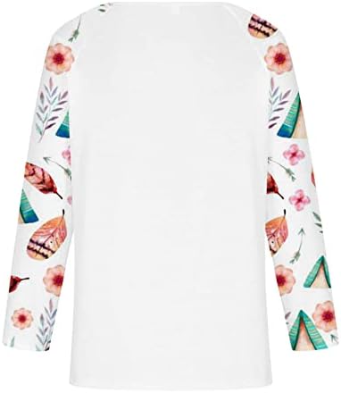 Гроздобер печатени патенти кошули за жени V-вратот со долги ракави маици пулвер опуштена пролет плус големина на врвови